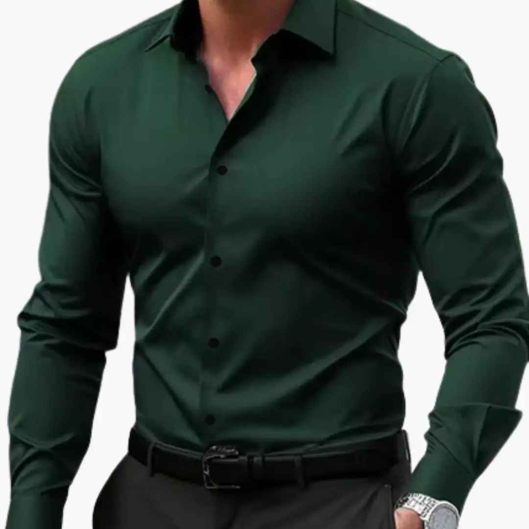 Camisa Hombre Slim Fit Algodón Manga Larga Botones