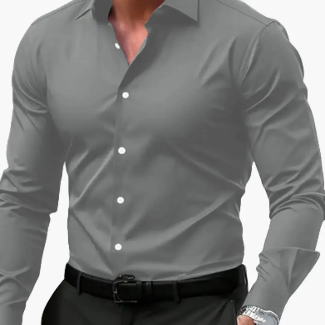 Camisa Hombre Slim Fit Algodón Manga Larga Botones