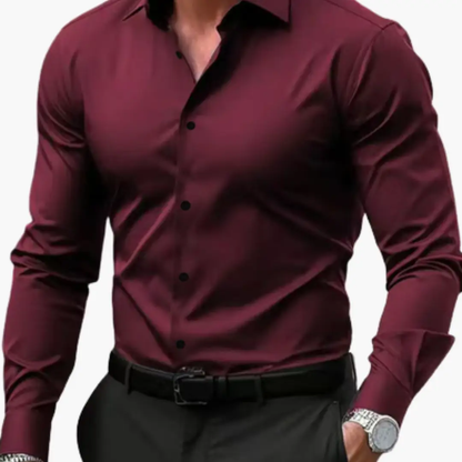 Camisa Hombre Slim Fit Algodón Manga Larga Botones