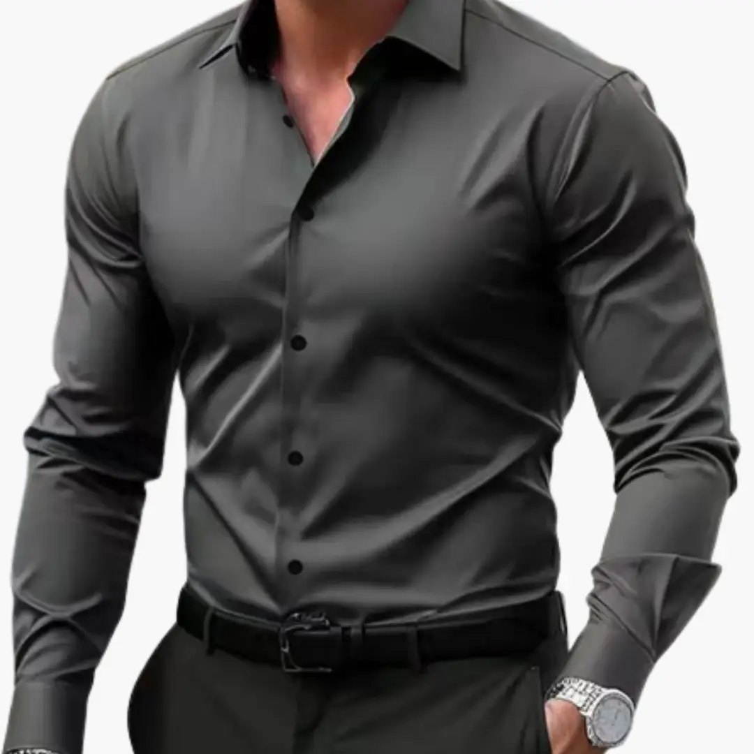 Camisa Hombre Slim Fit Algodón Manga Larga Botones