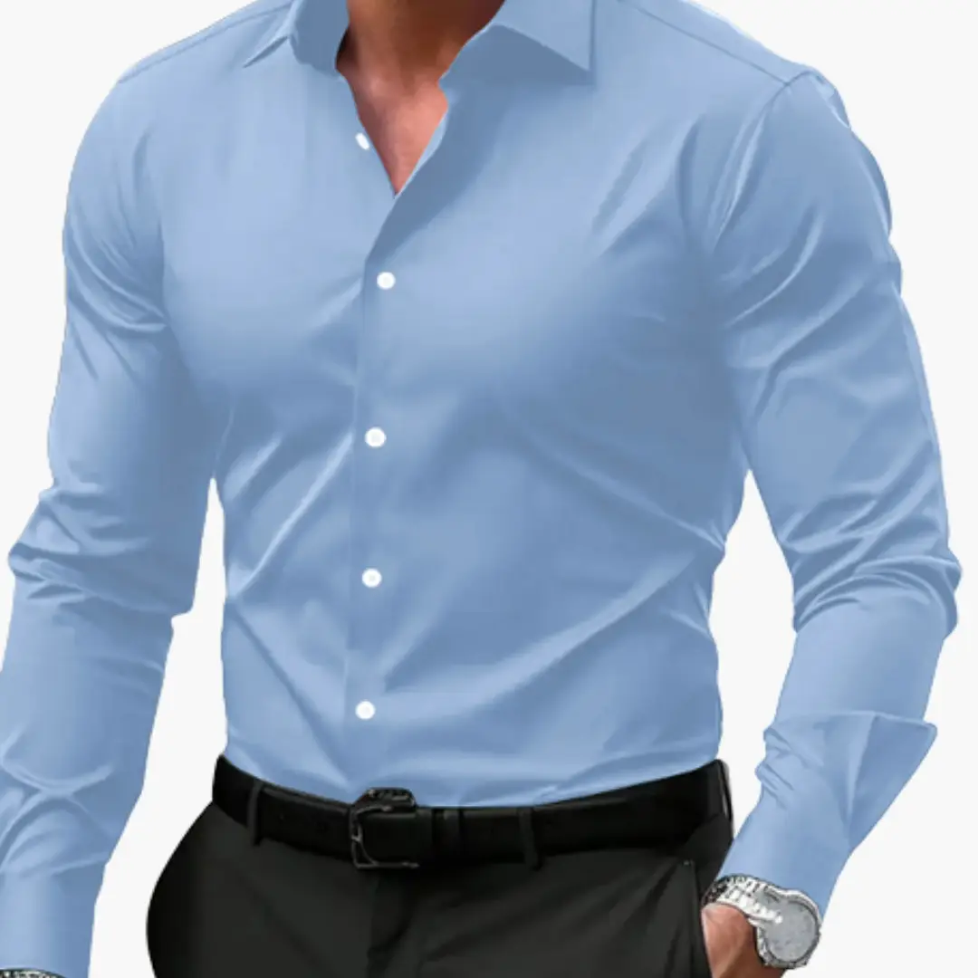 Camisa Hombre Slim Fit Algodón Manga Larga Botones