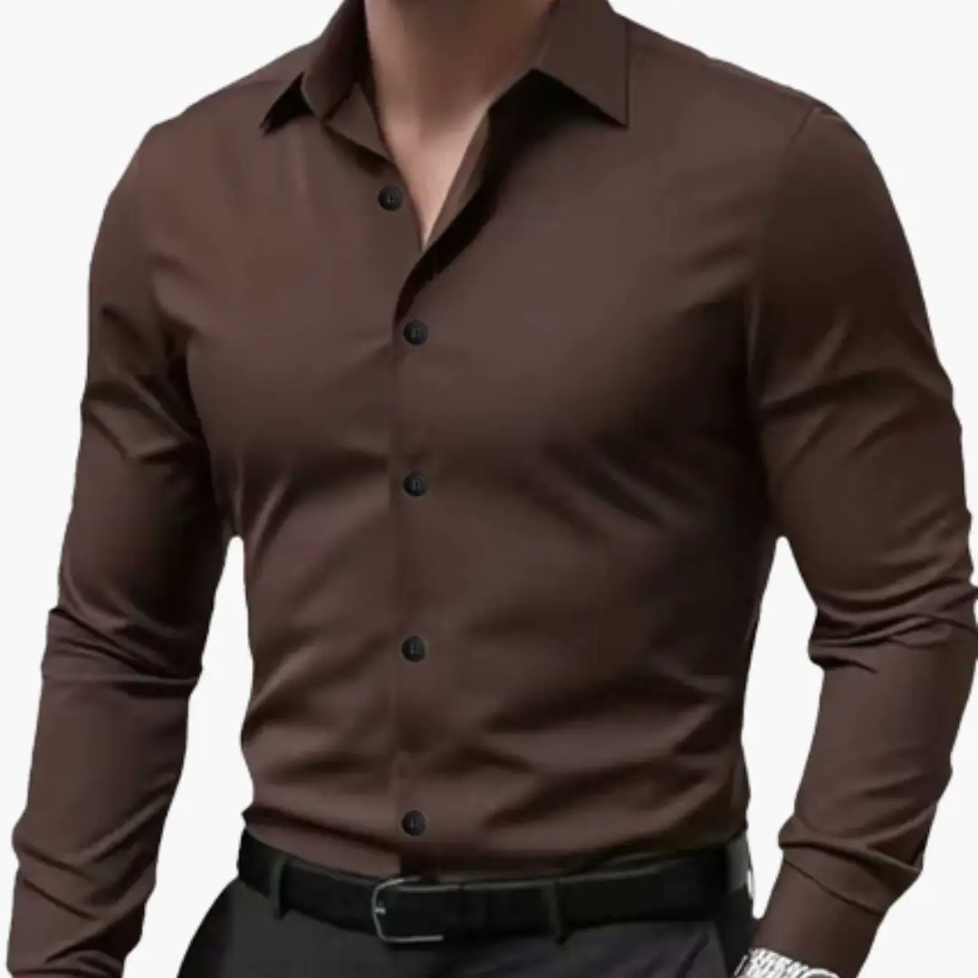 Camisa Hombre Slim Fit Algodón Manga Larga Botones