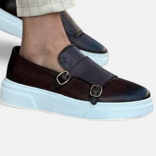 Mocasines Hombre de Piel Doble Hebilla Estilo Monk Strap - Mavetta