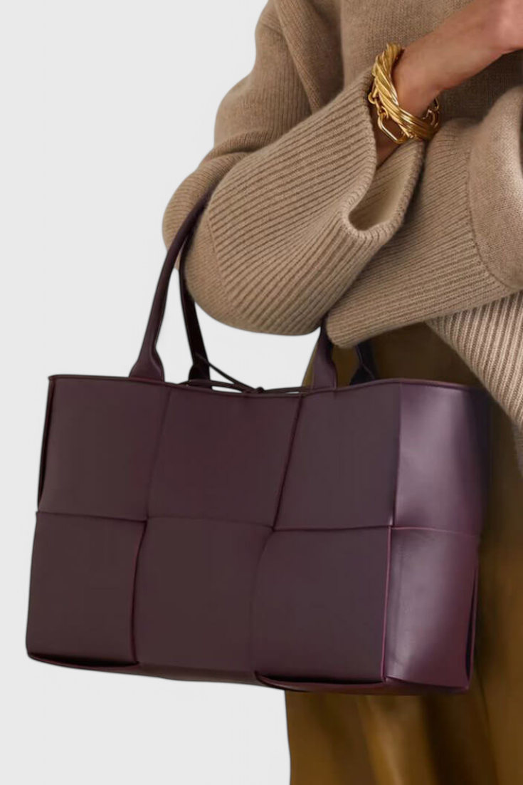 Bolso shopper mujer cuero vegano tejido grande
