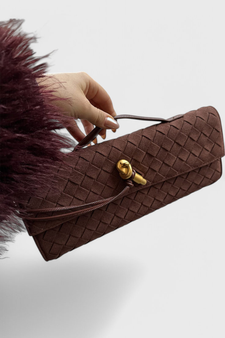 Bolso de hombro mujer de ante clásico con detalle elegante
