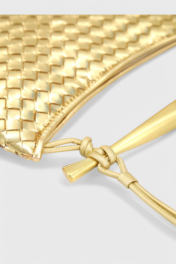 Bolso Mini Mujer Tejido con Asa Metálica Elegante