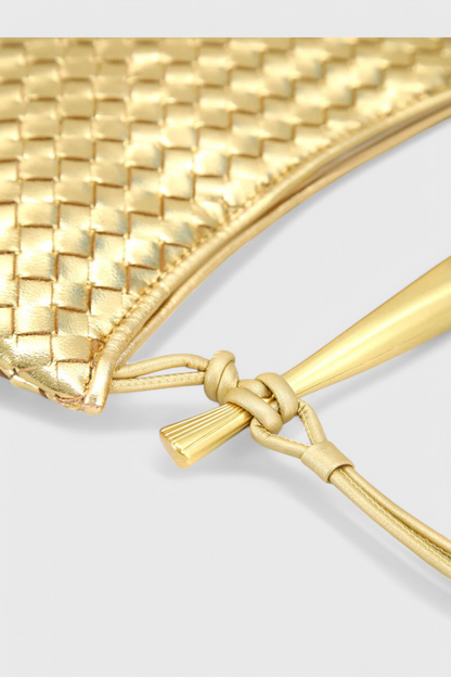Bolso Mini Mujer Tejido con Asa Metálica Elegante