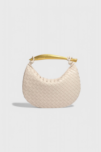 Bolso Mini Mujer Tejido con Asa Metálica Elegante