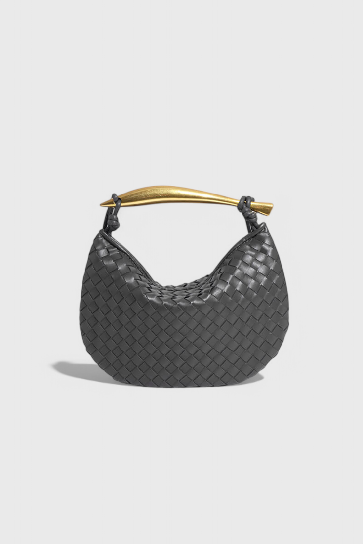 Bolso Mini Mujer Tejido con Asa Metálica Elegante