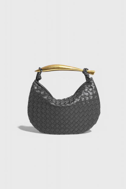 Bolso Mini Mujer Tejido con Asa Metálica Elegante