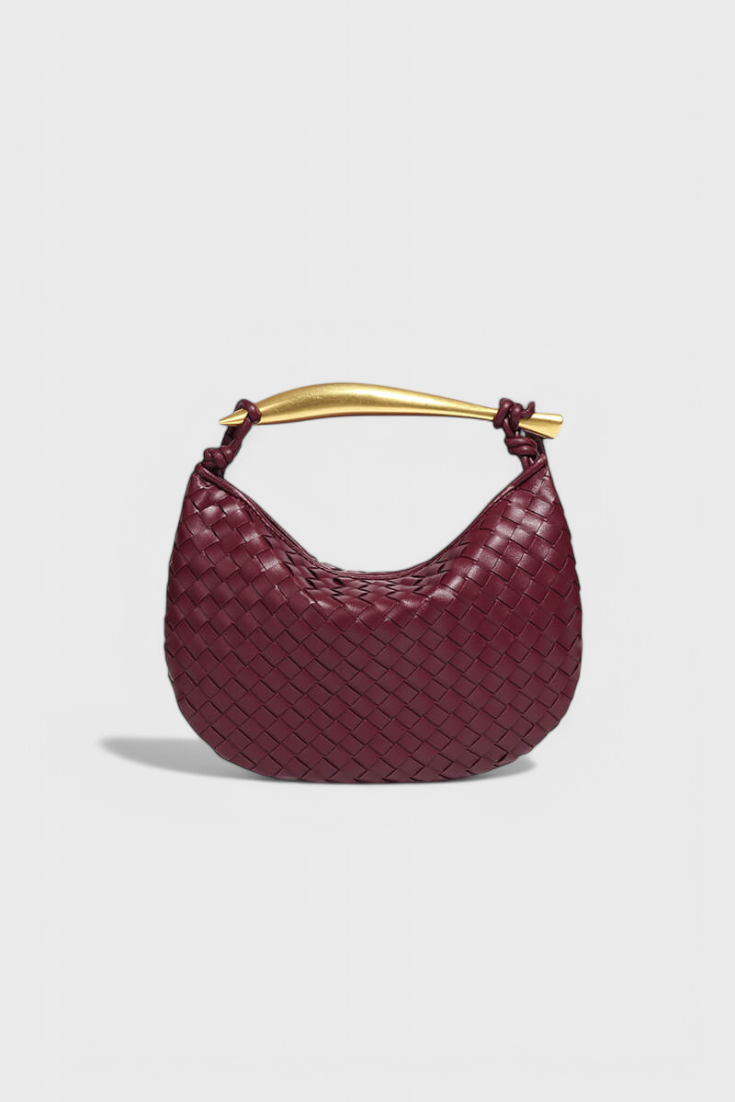Bolso Mini Mujer Tejido con Asa Metálica Elegante