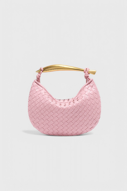 Bolso Mini Mujer Tejido con Asa Metálica Elegante