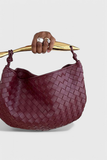 Bolso Mini Mujer Tejido con Asa Metálica Elegante