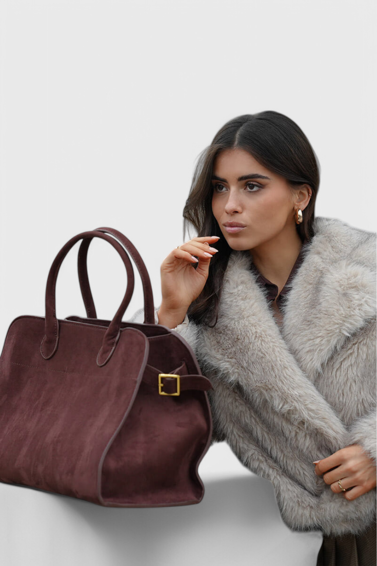Bolso tote mujer Cuero vegano efecto ante amplio