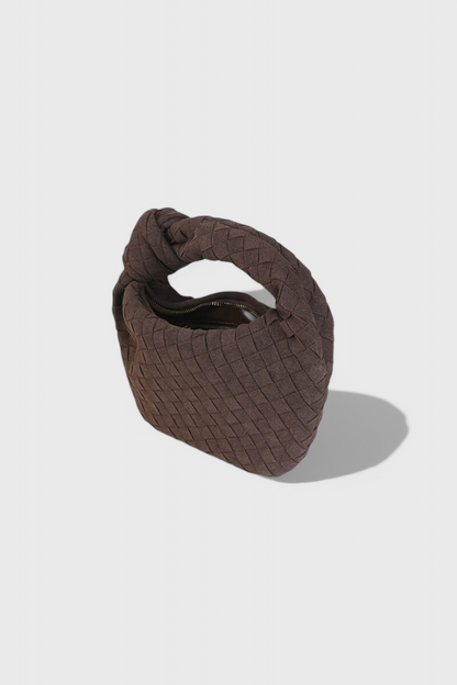 Bolso mini mujer tejido efecto ante compacto con nudo elegante