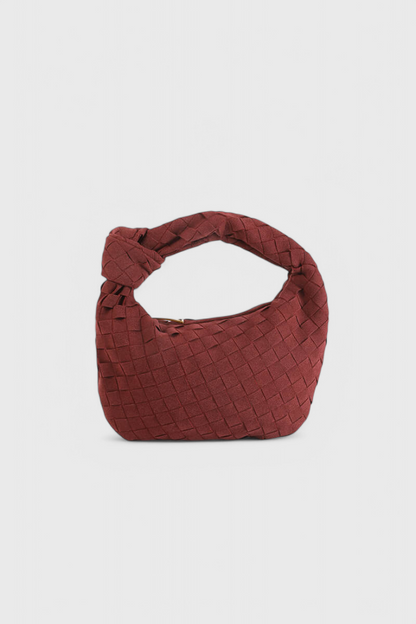 Bolso mini mujer tejido efecto ante compacto con nudo elegante