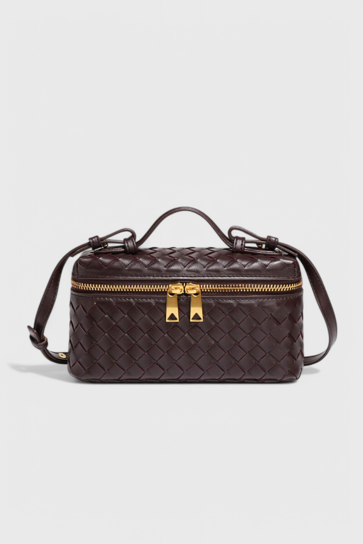 Bolso mini mujer cuero vegano tejido compacto con detalles