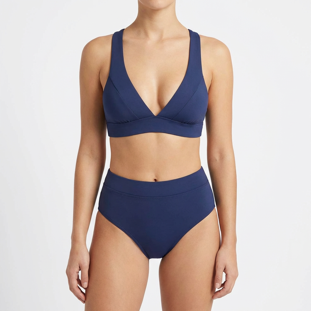 Bikini Mujer Escote en V Profundo Braguita Talle Alto