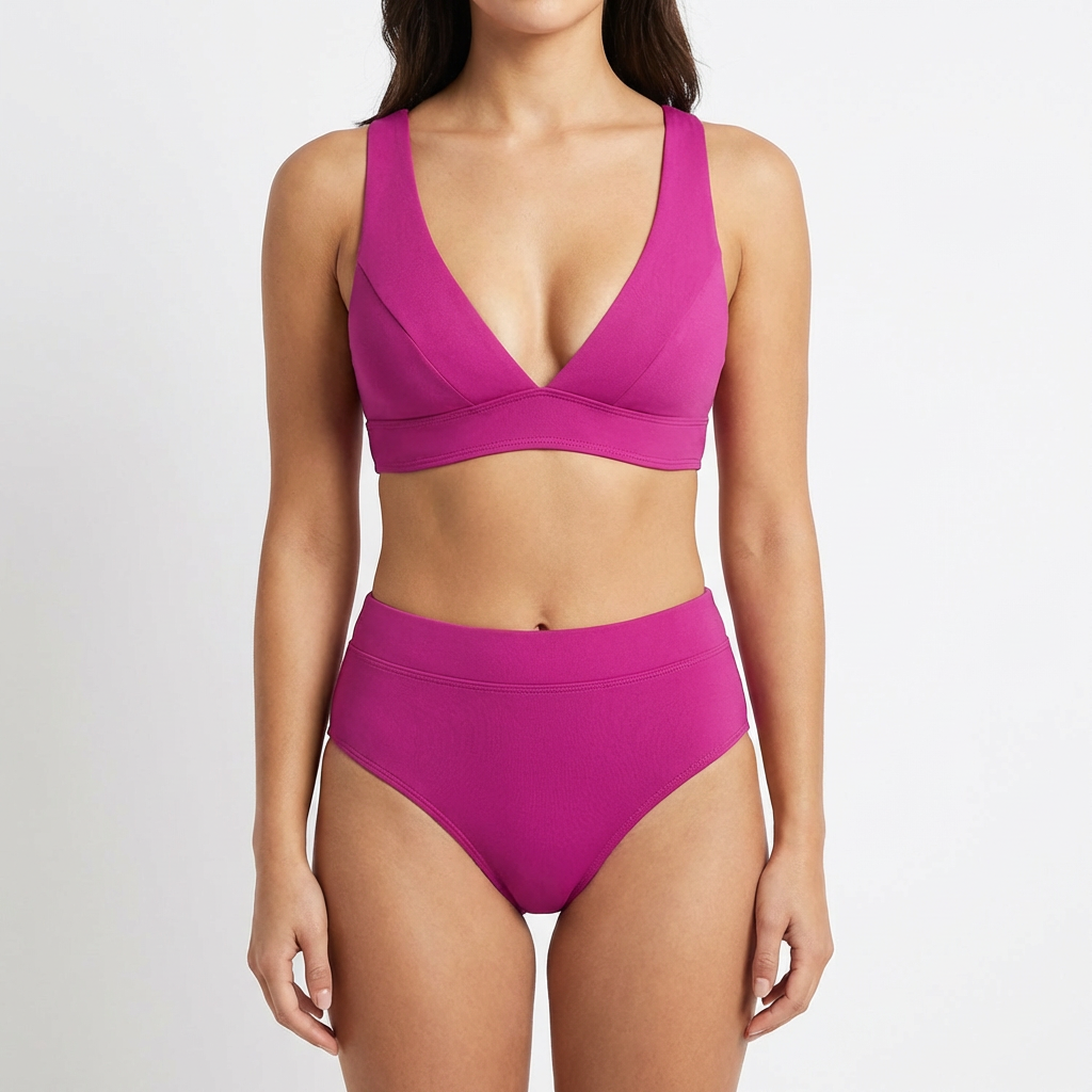 Bikini Mujer Escote en V Profundo Braguita Talle Alto