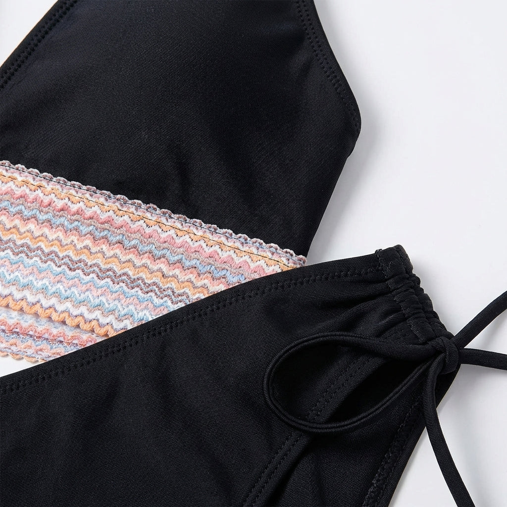 Bikini Mujer Escote en V Profundo Detalle Fruncido Lateral