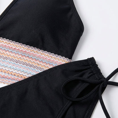 Bikini Mujer Escote en V Profundo Detalle Fruncido Lateral