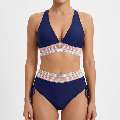 Bikini Mujer Escote en V Profundo Detalle Fruncido Lateral