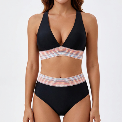 Bikini Mujer Escote en V Profundo Detalle Fruncido Lateral - Mavetta