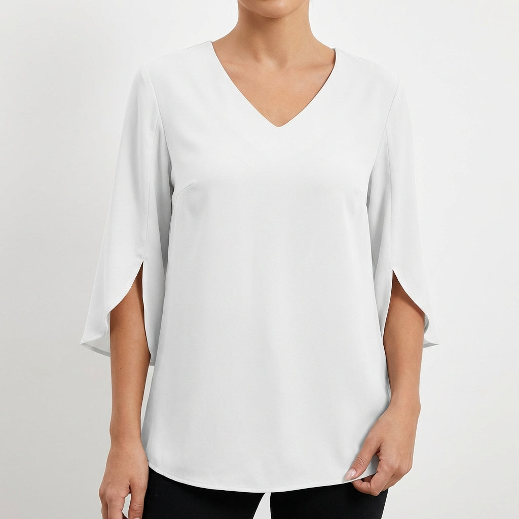 Blusa Mujer Escote en V Manga Tres Cuartos Casual
