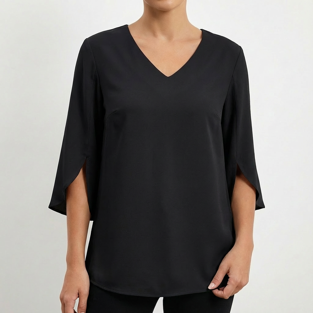 Blusa Mujer Escote en V Manga Tres Cuartos Casual