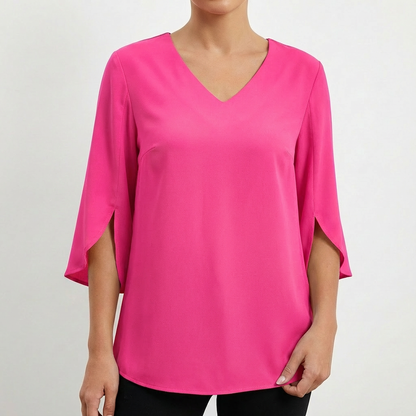 Blusa Mujer Escote en V Manga Tres Cuartos Casual
