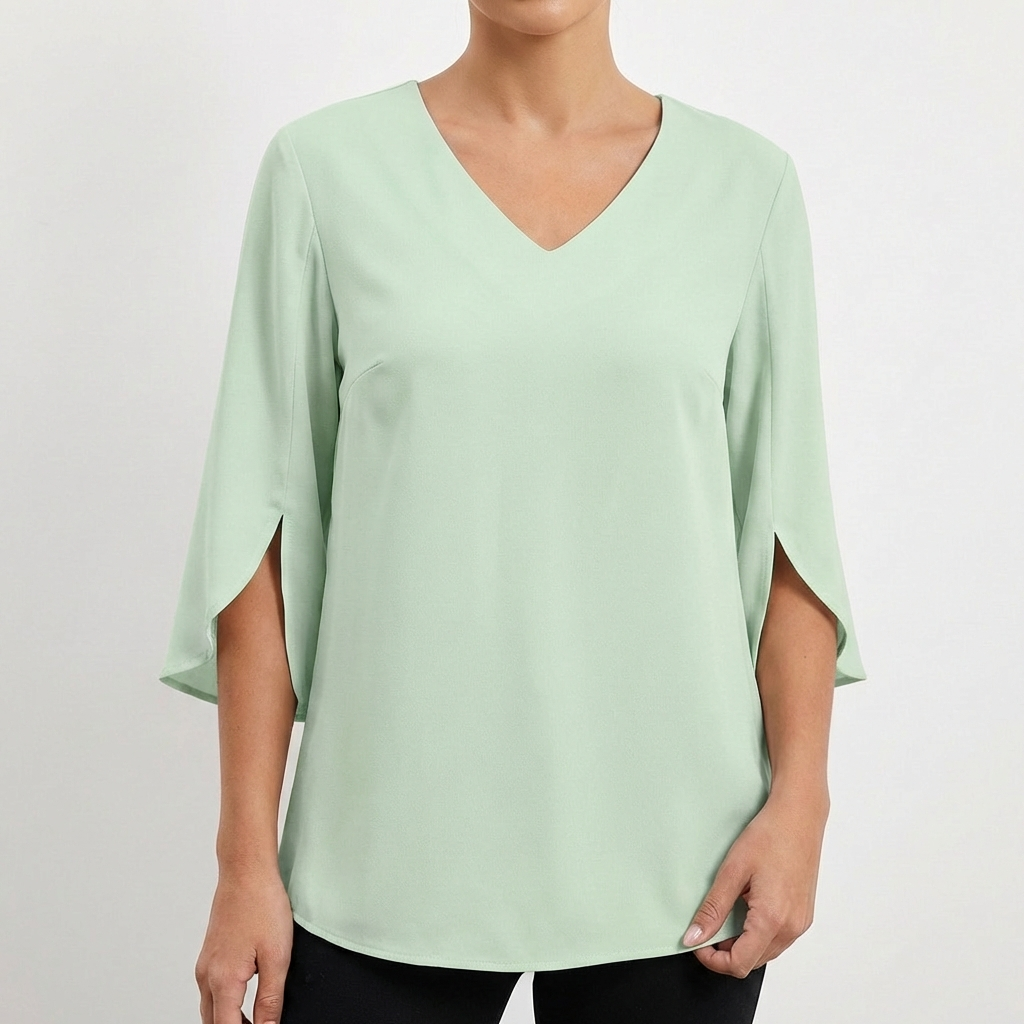 Blusa Mujer Escote en V Manga Tres Cuartos Casual
