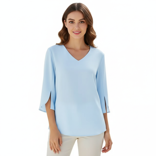 Blusa Mujer Escote en V Manga Tres Cuartos Casual - Mavetta