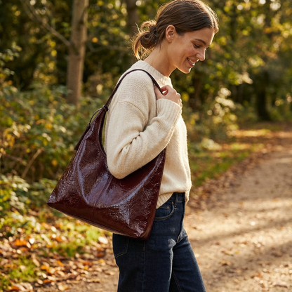 Bolso Hobo Mujer Acabado Arrugado Asa Hombro Minimalista