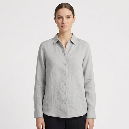 Camisa Mujer Algodón Cuello Clásico Bajo Redondeado Casual