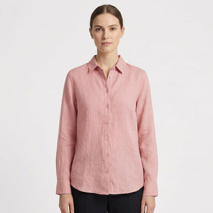 Camisa Mujer Algodón Cuello Clásico Bajo Redondeado Casual