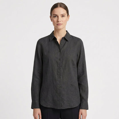 Camisa Mujer Algodón Cuello Clásico Bajo Redondeado Casual