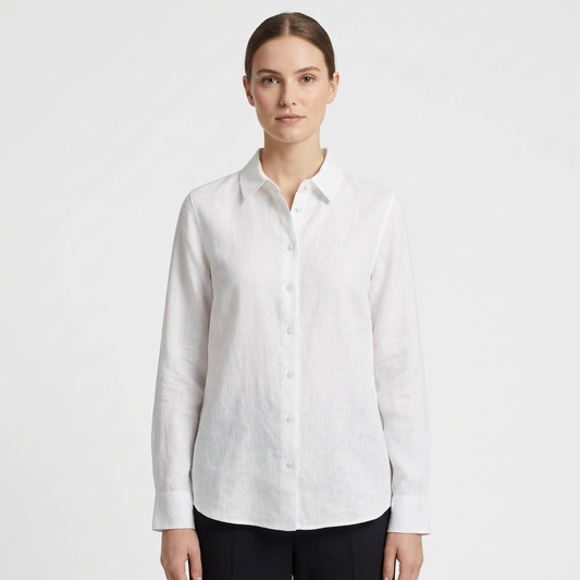 Camisa Mujer Algodón Cuello Clásico Bajo Redondeado Casual - Mavetta