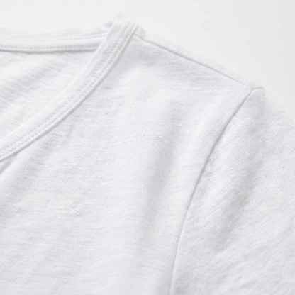 Camiseta Mujer Algodón Escote en V Manga Corta