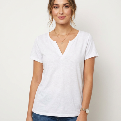 Camiseta Mujer Algodón Escote en V Manga Corta - Mavetta