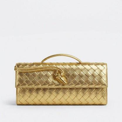 Bolso Clutch Mujer Tejido Trenzado Cierre Nudo Elegante