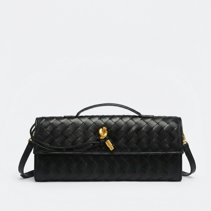 Bolso Clutch Mujer Tejido Trenzado Cierre Nudo Elegante