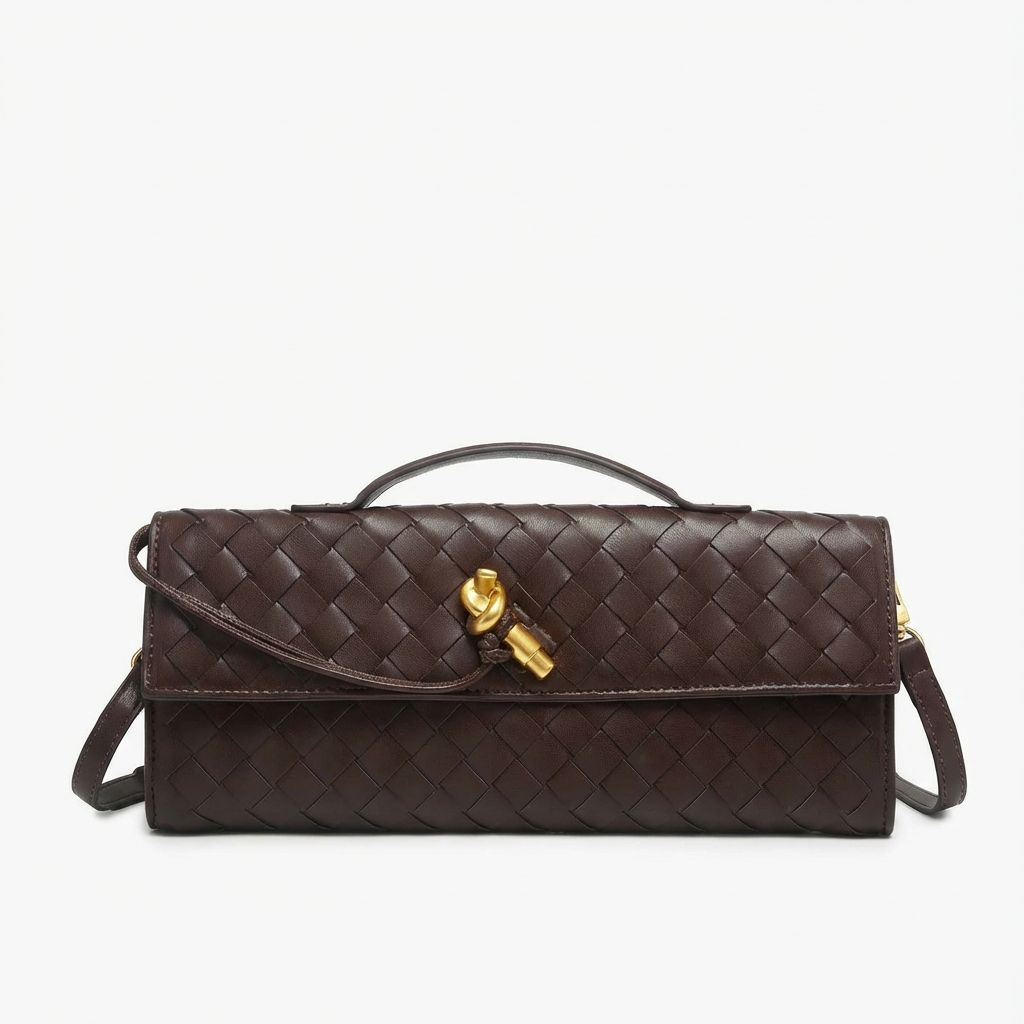 Bolso Clutch Mujer Tejido Trenzado Cierre Nudo Elegante