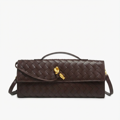 Bolso Clutch Mujer Tejido Trenzado Cierre Nudo Elegante