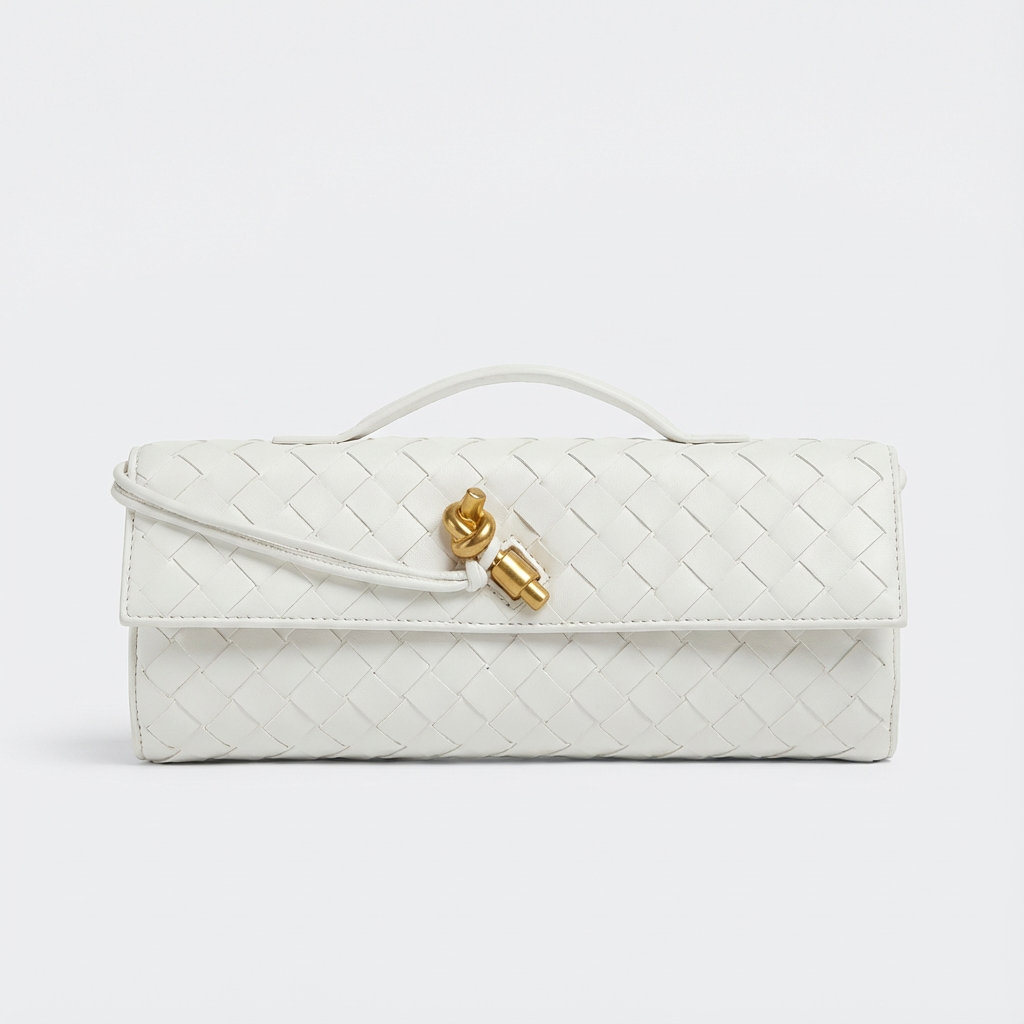 Bolso Clutch Mujer Tejido Trenzado Cierre Nudo Elegante
