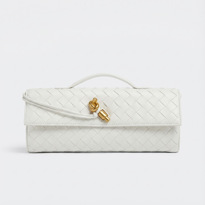 Bolso Clutch Mujer Tejido Trenzado Cierre Nudo Elegante