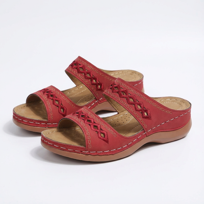 Sandalias Planas Mujer Correa Tobillo Detalle Trenzado Boho - Mavetta