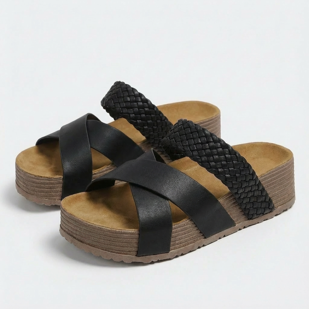 Sandalias Plataforma Mujer Tira Trenzada Suela Corcho Boho