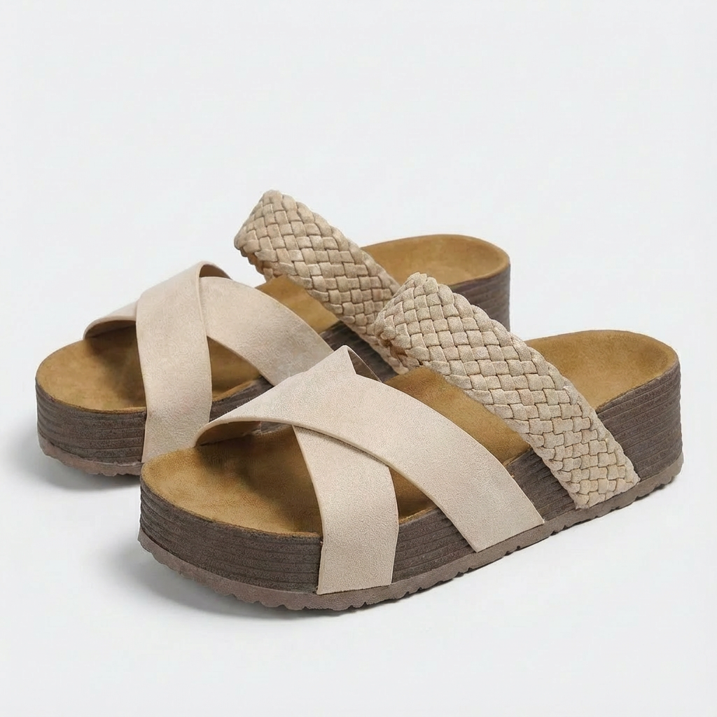 Sandalias Plataforma Mujer Tira Trenzada Suela Corcho Boho