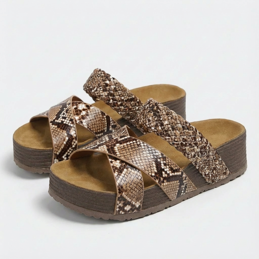 Sandalias Plataforma Mujer Tira Trenzada Suela Corcho Boho