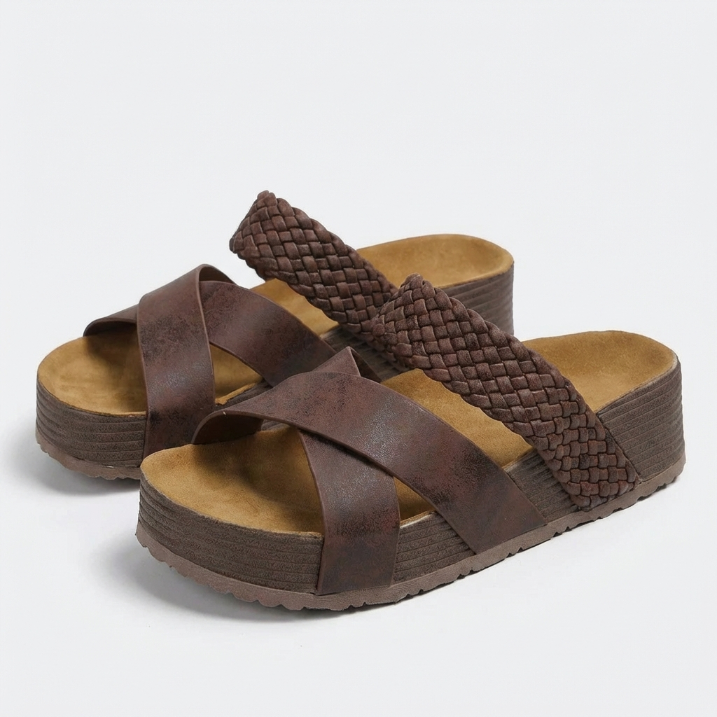 Sandalias Plataforma Mujer Tira Trenzada Suela Corcho Boho - Mavetta